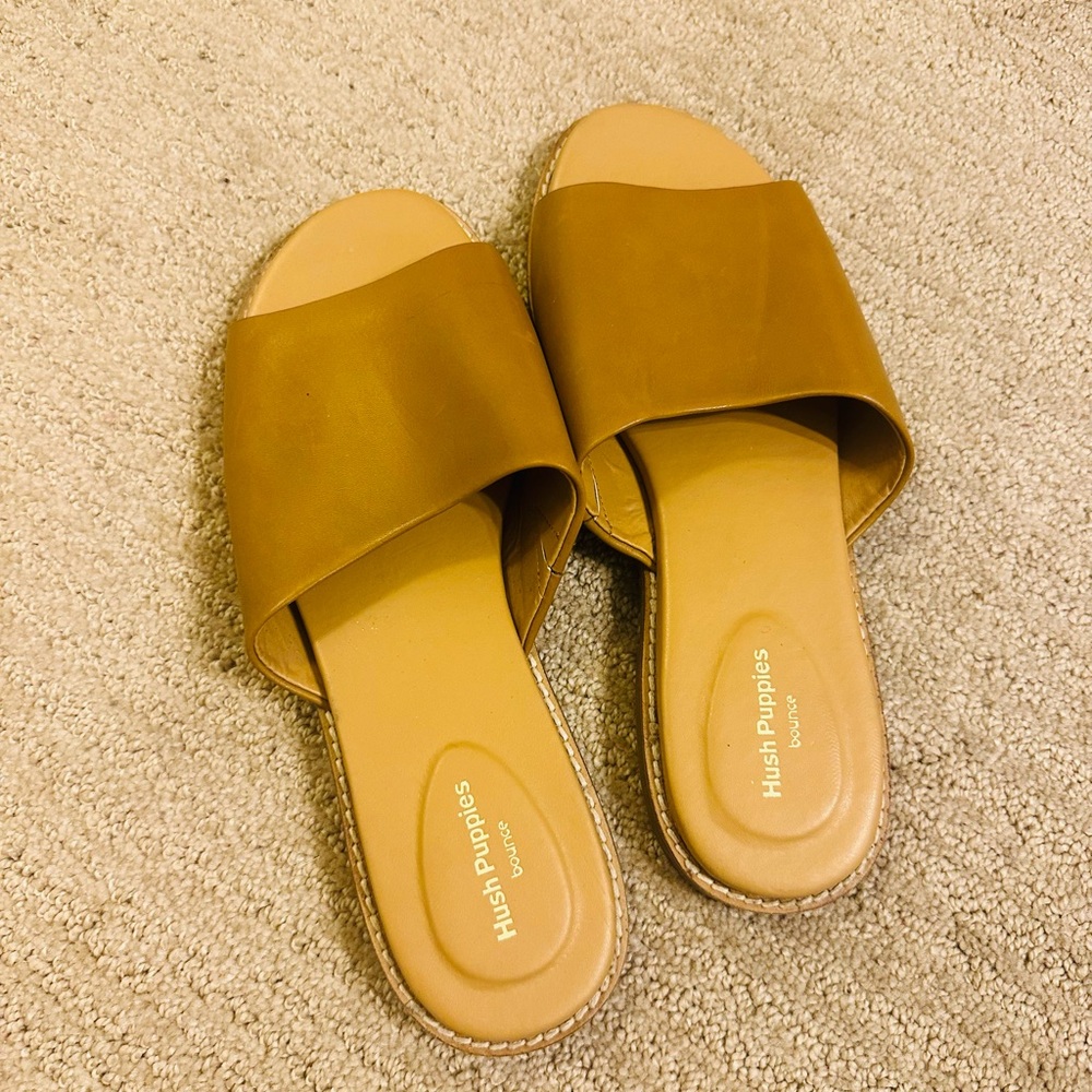 Hush Puppies Tan Slide Sandals Minimalist Design
